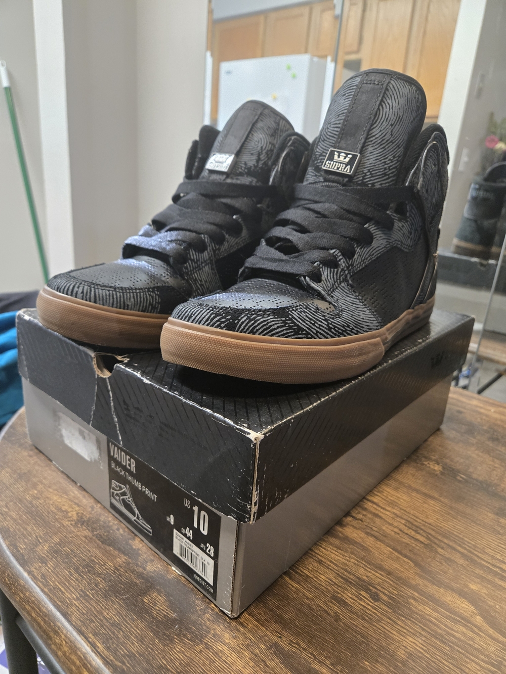 Supra Vaider | Black Thumb Print. Size 10